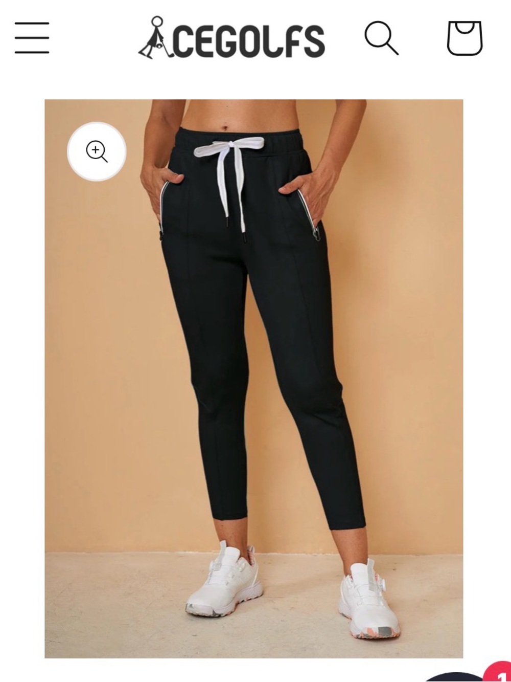 Women's Black Zip-Detail Jogger Pants